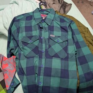 DIXXON The Niagara Green and Blue Plaid Casual Button Down Shirt